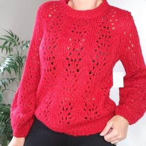 NWT For the Republic crochet bubble sleeve sweater